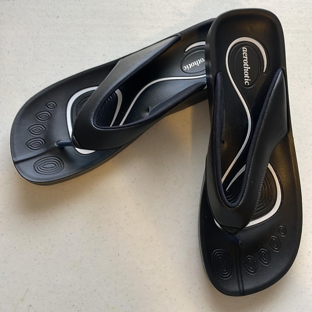 AEROTHOTIC BLACK MENS FLIP FLOP SANDALS